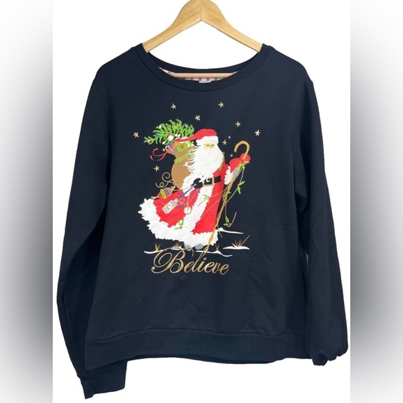 Holiday Time Sweaters - Holiday Time Santa Believe Christmas Pullover Sweater | Size: Large
